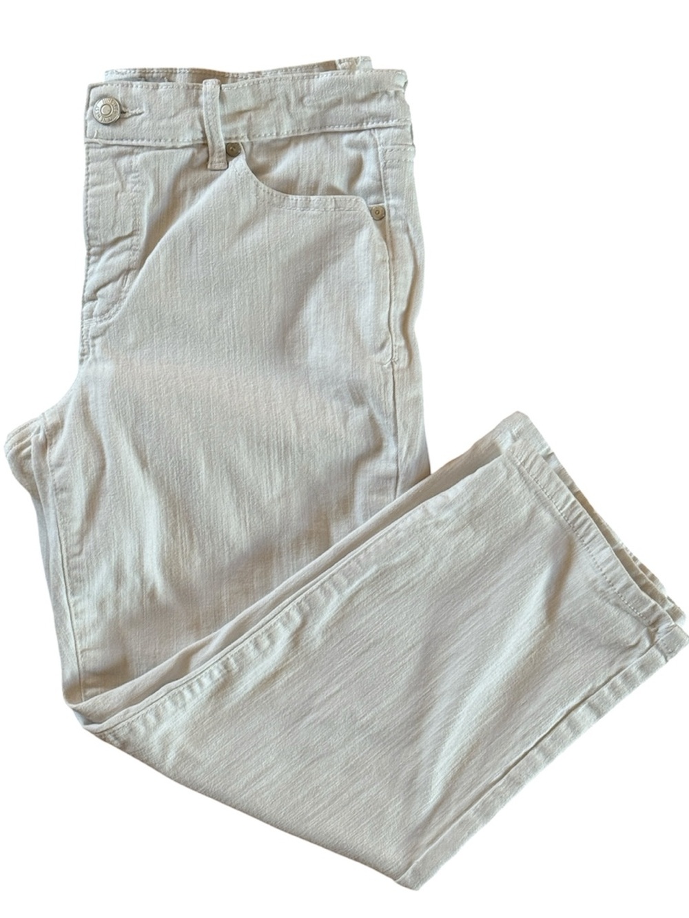 NINE WEST CHRYSTIE CAPRI MID-RISE STRETCH DENIM WHITE CAPRI STRAIGHT LEG SIZE 6